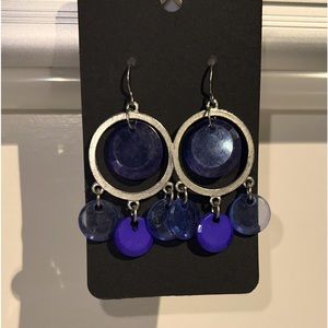 Silver and blue dangle earrings